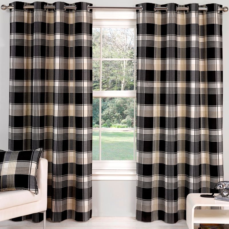 Hamilton Check Curtains (45" Width x 54" Drop) - Ebony